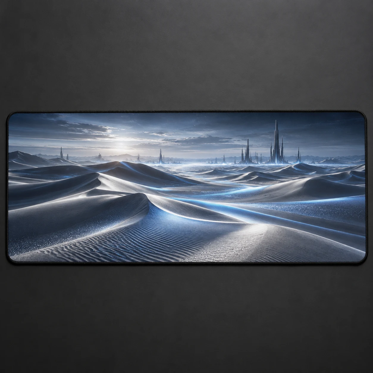 Chrome Dunes Extended mouse pad, Silver / Blue