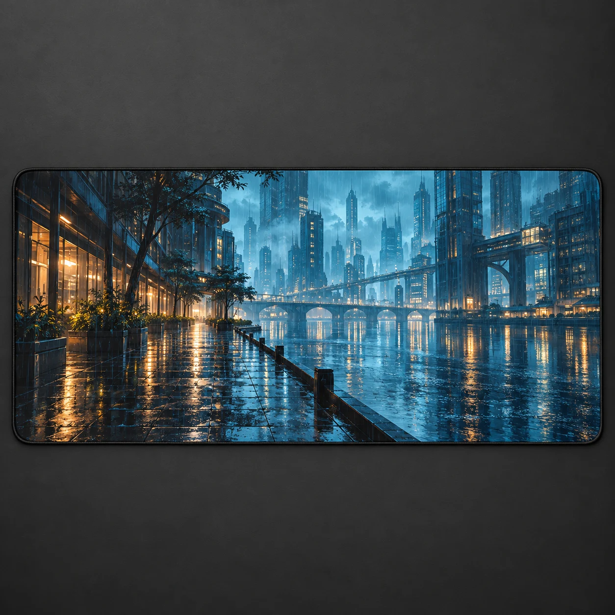 Rain District Extended mouse pad, Cyan / Blue